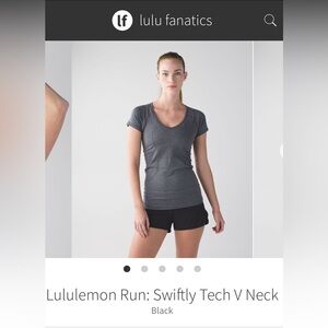 EUC Lululemon Swiftly Short Sleeve top, dark gray, size 6 *rare v-neck!*